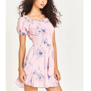 LoveShackFancy Lai Mini Floral Dress Juicy Plum M